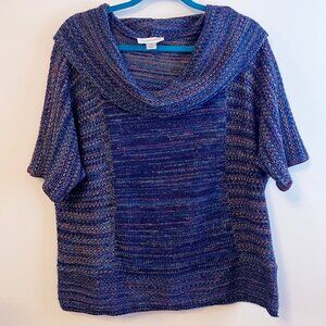 Christopher & Banks Colorful Knit Short Sleeve Cowl Neck Sweater Size XL